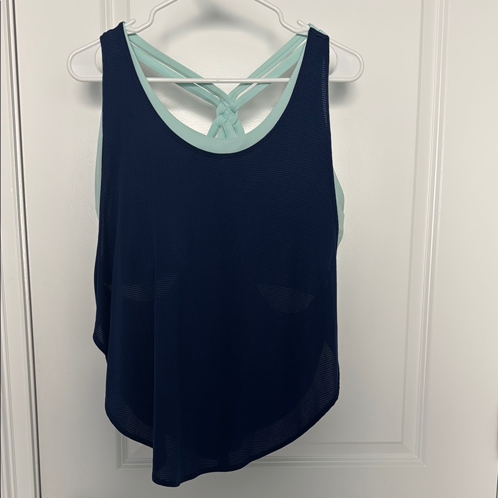 Navy and Mint Green Fabletics Tank Top